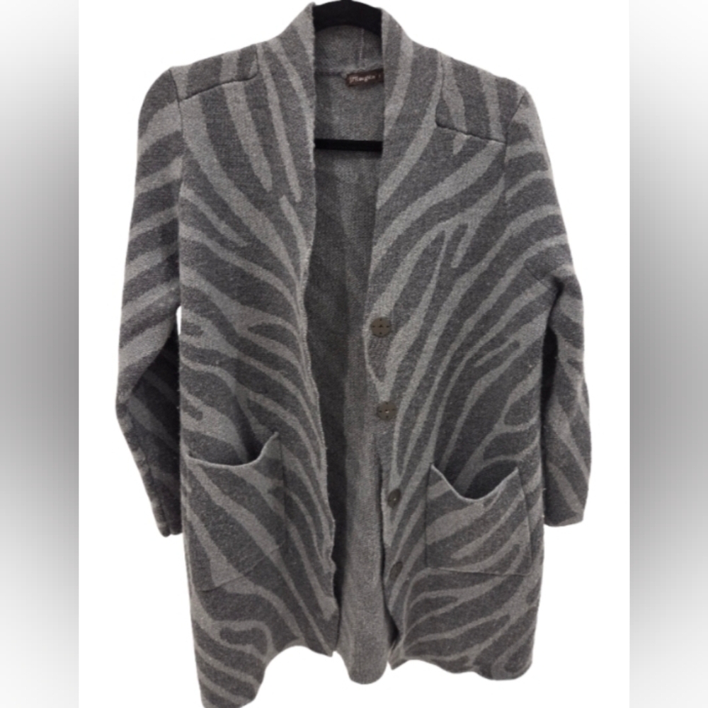J. McLaughlin Gray Zebra Cardigan